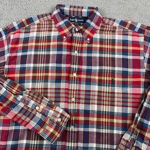 VTG Ralph Lauren Shirt Mens Large Indian Madras Plaid Blake Button Down Pocket